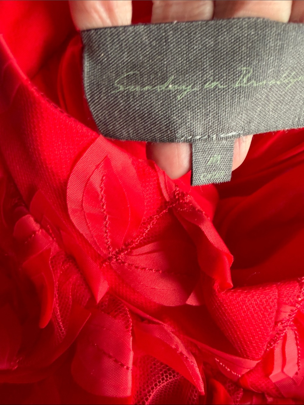 Anthropologie Red Leaf Appliqué Maxi Skirt - Picture 2 of 2